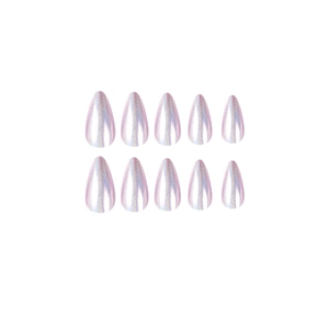 Faux ongles amande violet pailleté aurora avec dégradé holographique, ensemble de 10 pièces