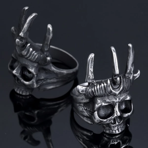 Stainless Steel Skull Ring With Crown Gothic Punk Retro Polished Band For Men Unisex Vintage Style