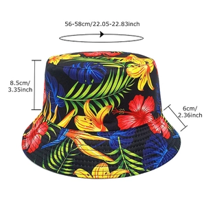 Cappello a secchiello reversibile con stampa floreale tropicale e protezione solare unisex