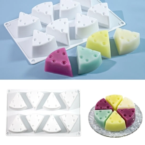 Silicone Mold Multi Cavity Cheese Shape Triangular Mousse Cake Baking Tool DIY Soap Candle Resin Crafting Novelty