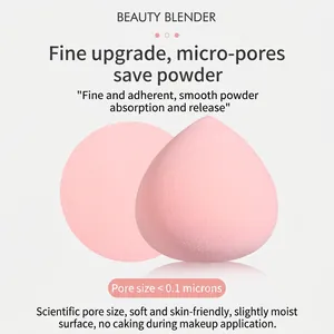 Peach beauty blender sponge with 0.1 micron micro-pores for smooth makeup application