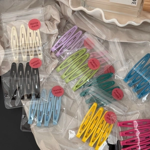Colorful Candy Color Metal Snap Clips Hollow Waterdrop Shaped Hairpins Trendy Hair Accessories For Women Girls