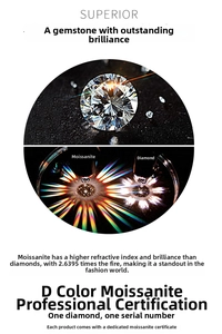 Detail view of D color Moissanite stone with superior brilliance and certified laser waist code