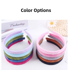 Multi-color plush velvet headbands display in assorted vibrant solid tones