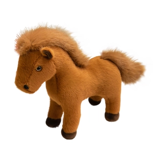 Plüschpferd in Braun mit weichem Fell und flauschiger Mähne als Kuscheltier für Kinder