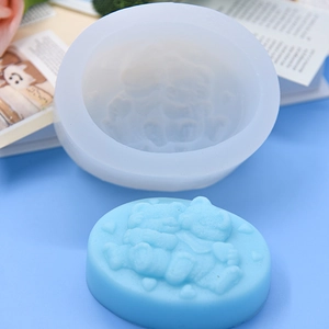 Silicone mold for DIY soaps and baking featuring a relief of two hugging bears