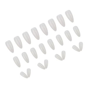 Translucent milky white almond shape press-on nails set with 20 pieces in multiple sizes