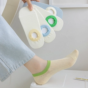 Breathable low cut cotton liner socks for women in multiple colors with anti-slip silicone