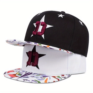 Street style snapback hats with embroidery number 13 and colorful geometric patterns