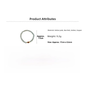 Spécifications détaillées du bracelet en jade Hetian et ambre avec dimensions