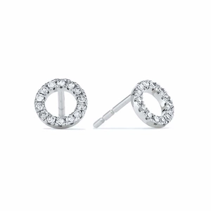 Sparkling round stud earrings in S925 silver with pave-set white cubic zirconia stones