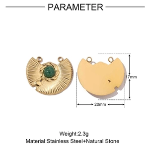 Detailed parameter diagram of heart-shaped stainless steel and natural stone pendant charm