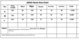 Size chart for women's high waist wide leg trousers showing measurements in centimeters
