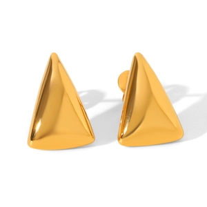 Polished 18k gold geometric triangle stud earrings made of durable stainless steel
