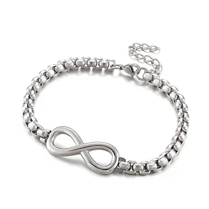 Bracelet Symbole Infini Acier Inoxydable Chaîne De Boîte Réglable Bijoux Géométriques Minimalistes Femmes
