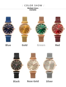 Seven colors of fashion quartz watches with roman numerals and mesh magnetic bands