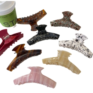 French style large acetate hair claw clips set in eight elegant patterns and colors