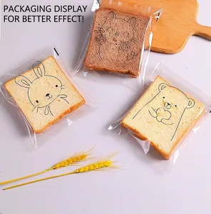Cute cartoon transparent plastic self-adhesive bags for toast and bakery packaging