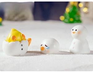 Miniature resin figurines of duck, bird, and snowman for DIY Christmas micro landscape