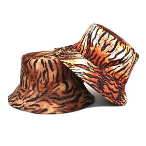 Tiger Print Bucket Hat Cotton Polyester Reversible Sun Protection Outdoor Travel Vintage Fashion For Women