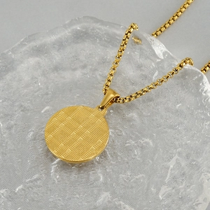 Vintage 18k gold plated stainless steel constellation pendant necklace with mesh texture