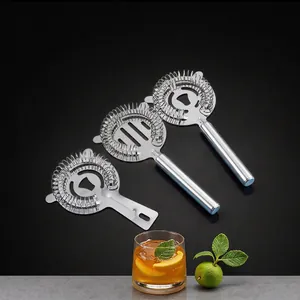 Professional Stainless Steel Hawthorne Cocktail Strainer Fine Mesh Spring Bar Ice Filter Tool For Bartending Mixing