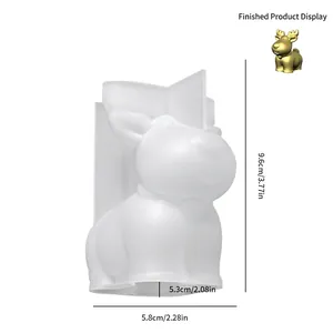 3D cartoon reindeer silicone mold for DIY candles with dimensional size markings