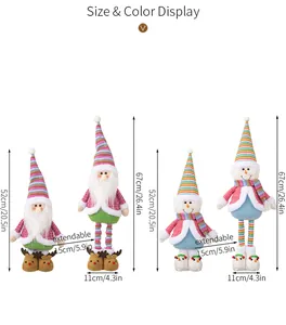 Size chart showing height dimensions of the extendable Santa Claus and Snowman plush doll