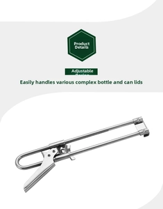 Detail of adjustable stainless steel jar opener showing manual sliding mechanism and gear