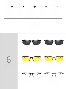 Detail view of multi-functional polarized driving sunglasses with versatile frame color options
