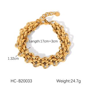 Detailed specs of the chunky 18K gold stainless steel chain bracelet with link design