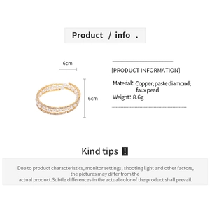 Detailed view of triple-layered gold bracelet with pearls and rhinestones 6cm diameter