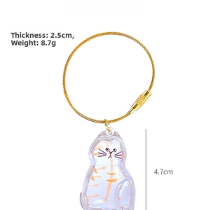 Detail showing 4.7cm clear acrylic cat hair storage capsule charm with size specifications