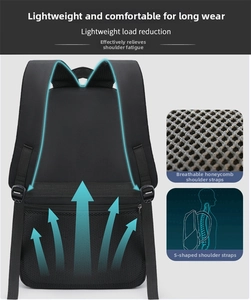 Detail of the ergonomic breathable mesh back panel and padded S-shape shoulder straps