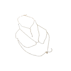 Multilayer gold body chain jewelry with beads and rhinestones for bikini and backless dress