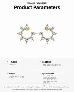 Detail view of S925 sterling silver bow earrings with pear-cut cubic zirconia stones