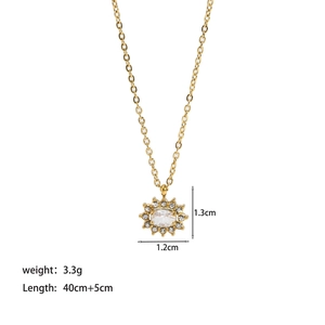 Spécifications de taille du collier tournesol doré avec dimensions du zircon et poids