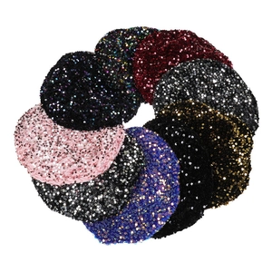 Fashionable velvet sequin beret hats for women in various colors shown on white background