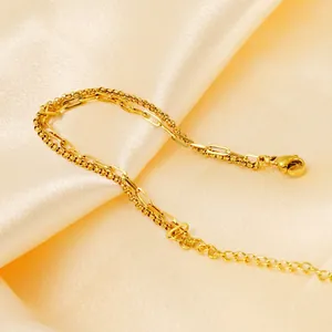 Double-layered 18K gold-plated stainless steel chain bracelet with paperclip and link style