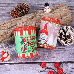 Rubans de Noël en toile avec motifs Jésus et gnome pour décoration de sapin