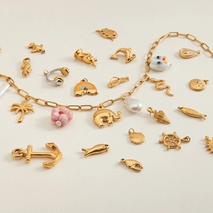 18K gold plated stainless steel necklaces with summer beach charms like starfish and shells
