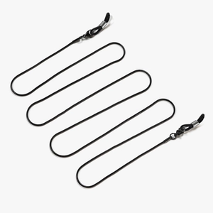 Black stainless steel snake chain eyewear strap with anti-slip rubber loops for sunglasses