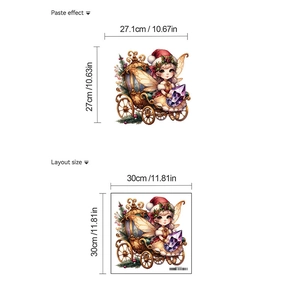 Detail of Christmas fairy wall sticker showing paste effect and 30x30cm layout dimensions