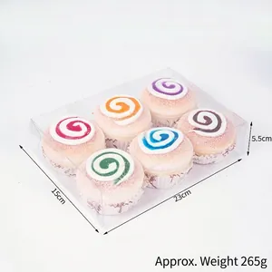 Lot de 6 cupcakes réalistes en mousse PU dans une boîte transparente pour décoration