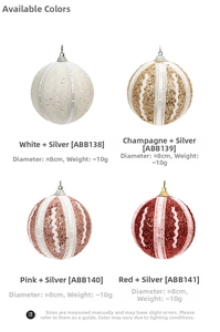 Detail von 8cm Weihnachtsbaumkugeln in Weiß Rosa und Gold mit Glitzer-Finish