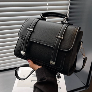 Women PU Leather Square Crossbody Bag Retro Top Handle Messenger Handbag With Magnetic Buckle Adjustable Strap