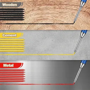 Deep hole mechanical carpenter pencil with refills for wood, metal and cement surfaces
