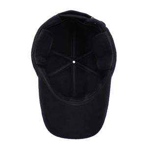 Winter thermal baseball cap with ear flaps and thick fleece lining for men in black