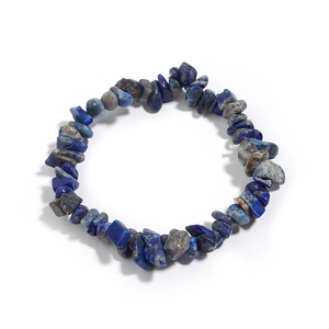 Bracciale in frammenti di lapislazzuli blu profondo naturale con cordino elastico