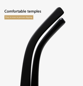 Dettaglio delle stanghette nere comode con design ergonomico antiscivolo per gli occhiali